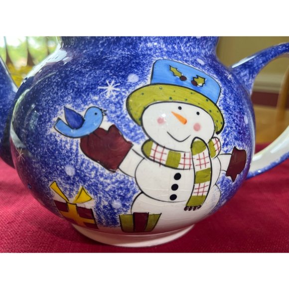 Frosty The Snowman Teapot,Studio Nova Snowman Teapot,Large Ceramic Christmas Tea - Picture 3 of 11